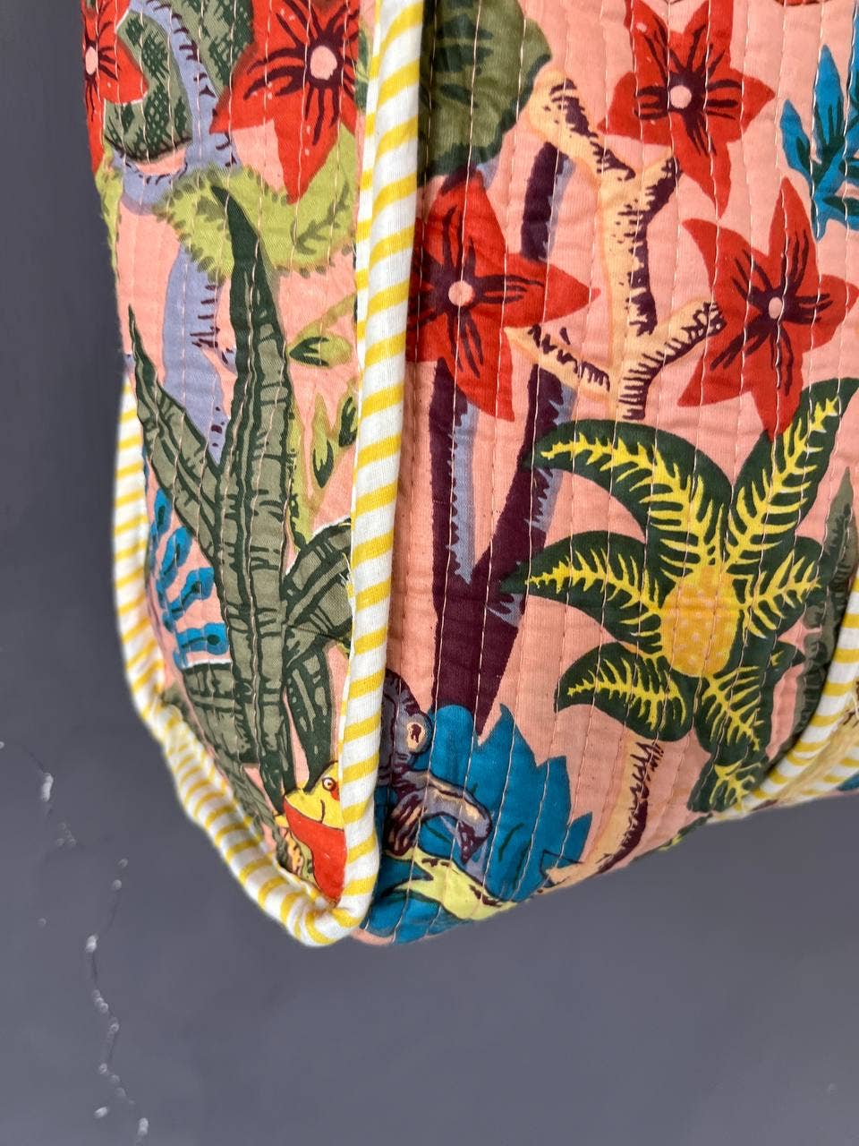Farida Print Cotton Quilted Market Bag Handmade Quilted Tote