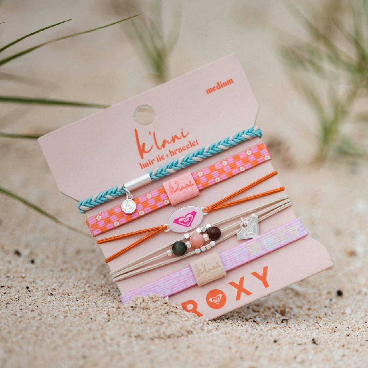 "Roxy Pink Tropics" Pink & Coral Island Vibe Hair Tie Bracelets