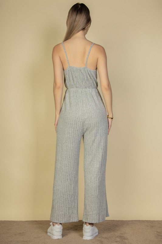 Fuzzy Tie Front | Jumpsuit