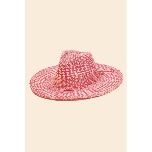 Checkered Straw Weave | Sun Hat