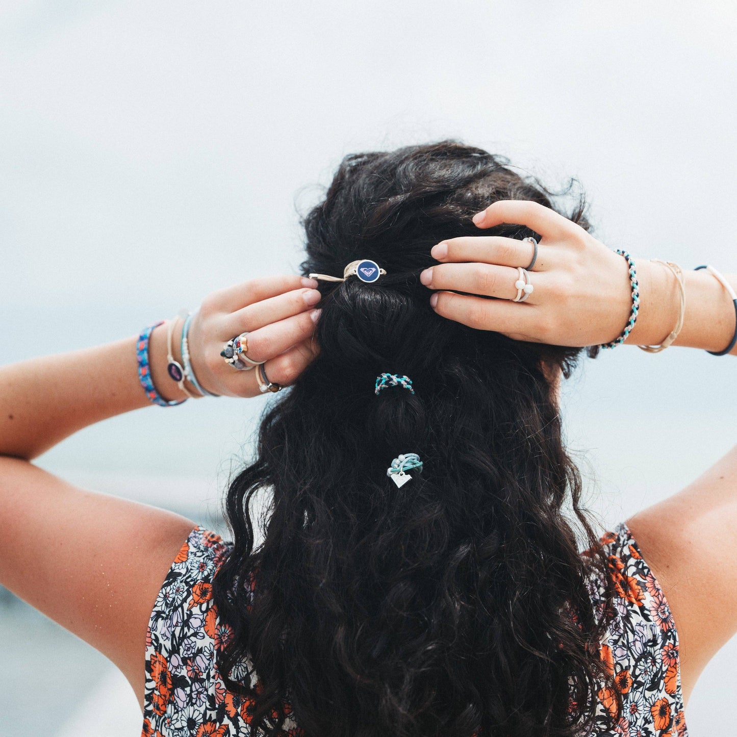 "Roxy Ocean Bloom" Tropical Blues Hair Tie Bracelets