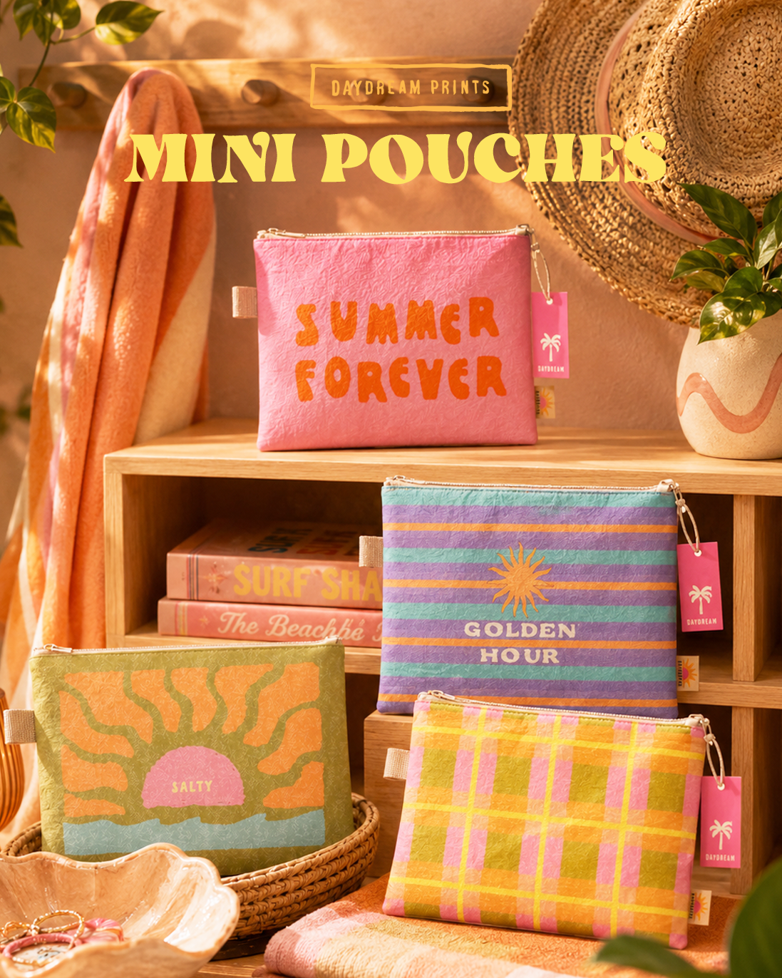 Mini pouch 8" | Beach gift | Pink pouch | Summer forever