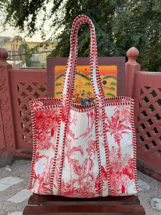 Beautiful Design Indian Block Printed Bag Cotton Quilted Bag