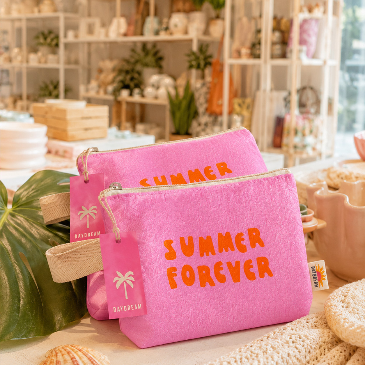 Mini pouch 8" | Beach gift | Pink pouch | Summer forever