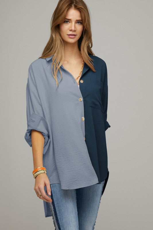 Color Block Button | Shirt