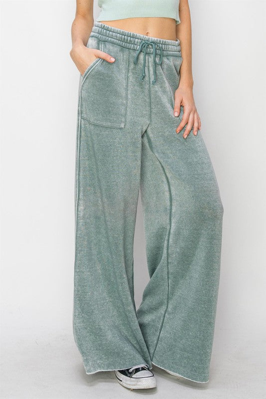 High Rise Wide Leg | Drawstring Pants