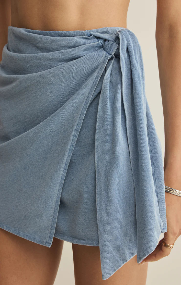 Sora Jersey Denim | Mini Skirt
