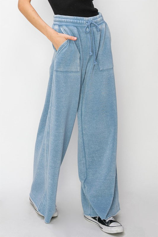 High Rise Wide Leg | Drawstring Pants