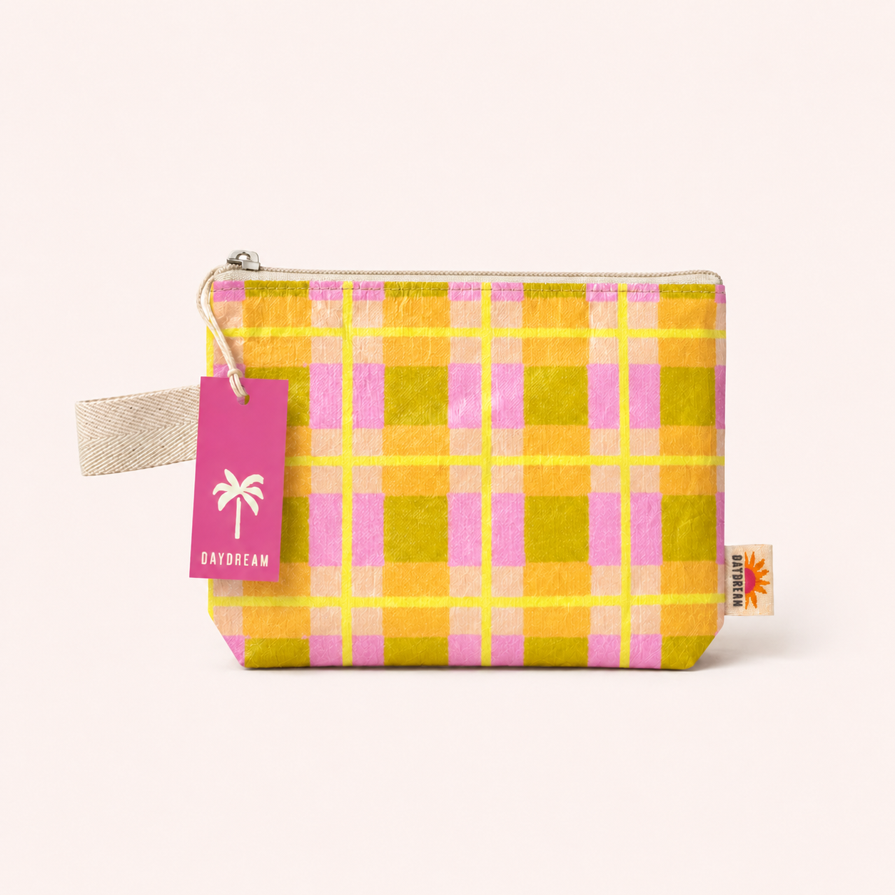 Stocking stuffer | Mini pouch 8" | Pink plaid pouch | Tyvek