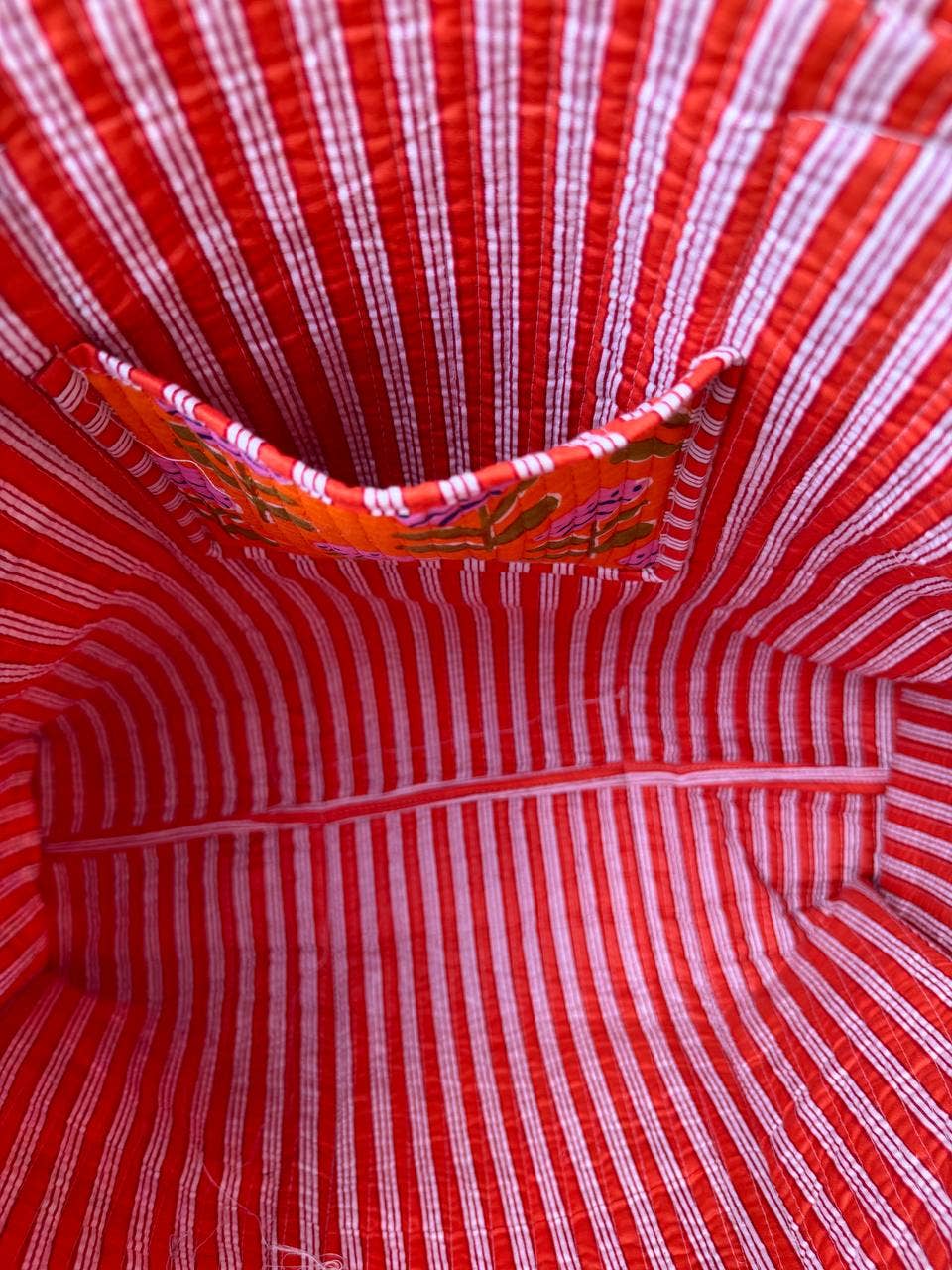 Orange Cotton Bag Floral Printed Bag Quilted Bag Women Bags