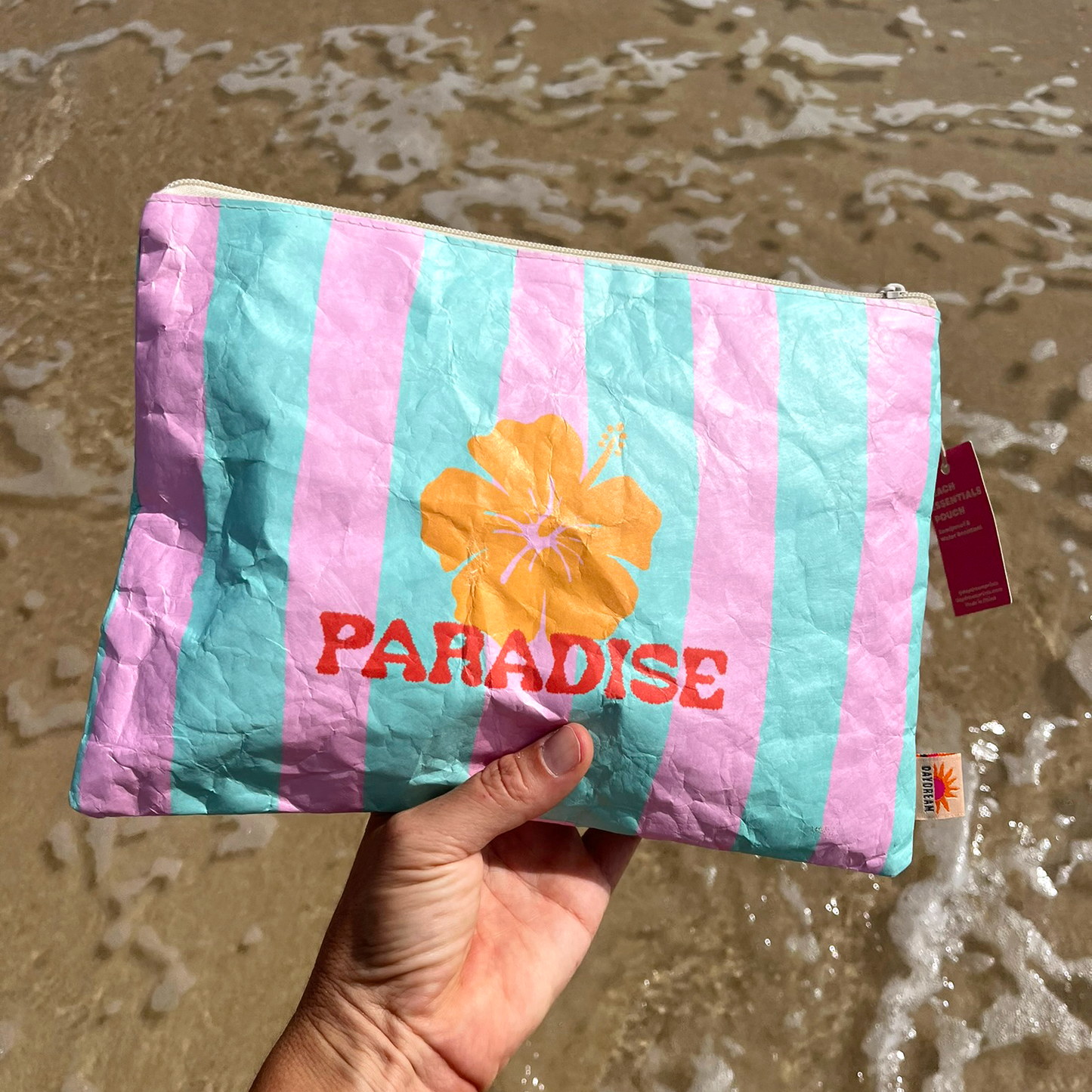 Paradise Beach Pouch 12" | Water-Resistant Beach Zip Pouch