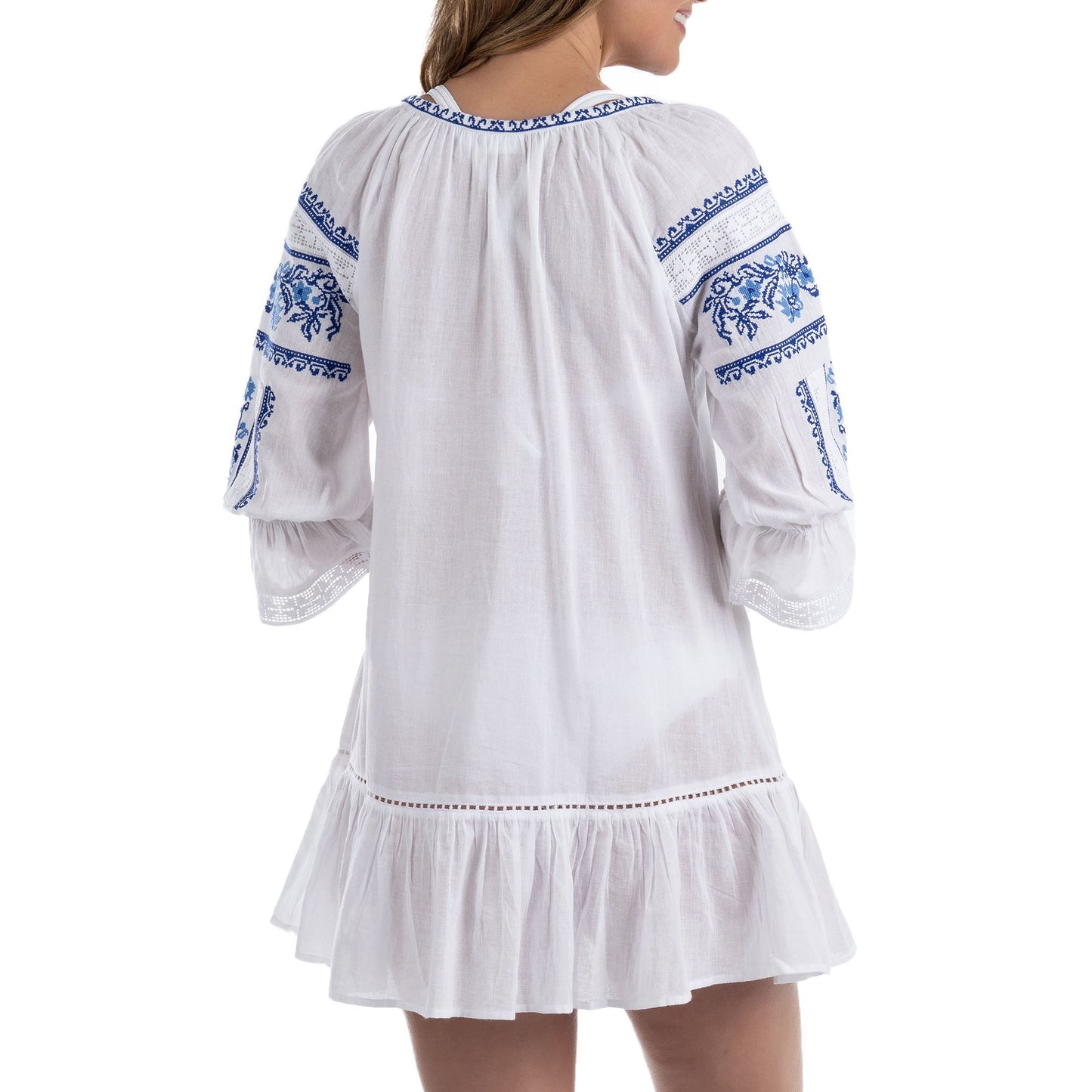 White and Blue | Embroidered Tunic